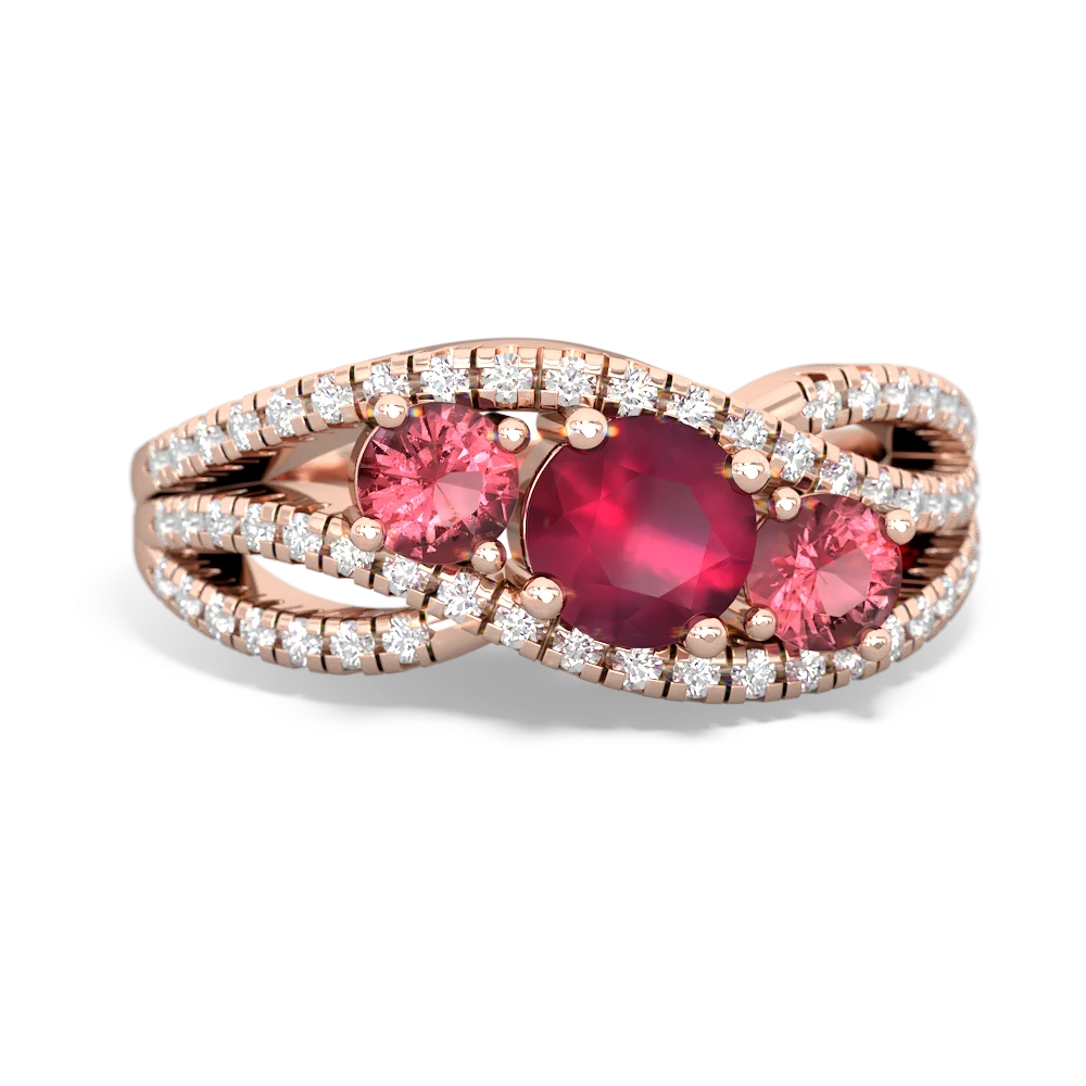 Ruby Three Stone Aurora 14K Rose Gold ring R3080