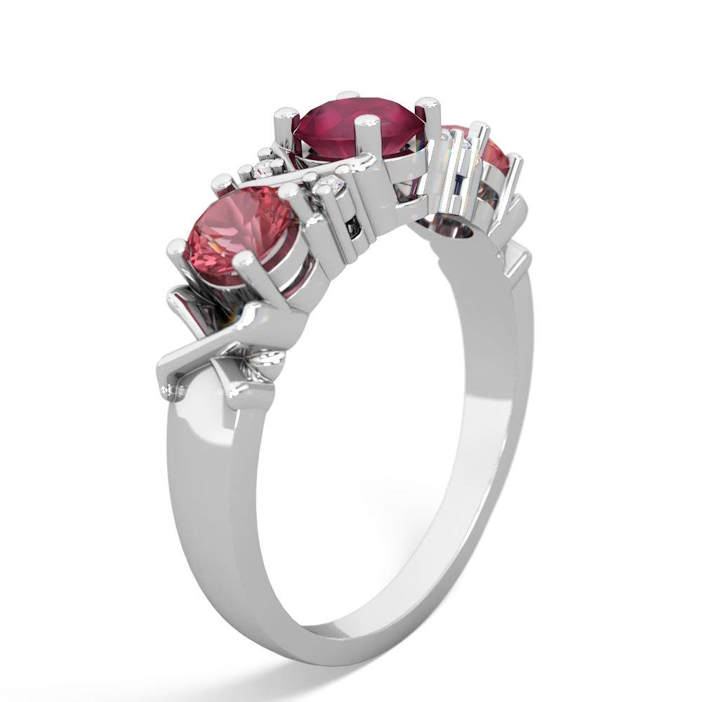 Ruby Hugs And Kisses 14K White Gold ring R5016