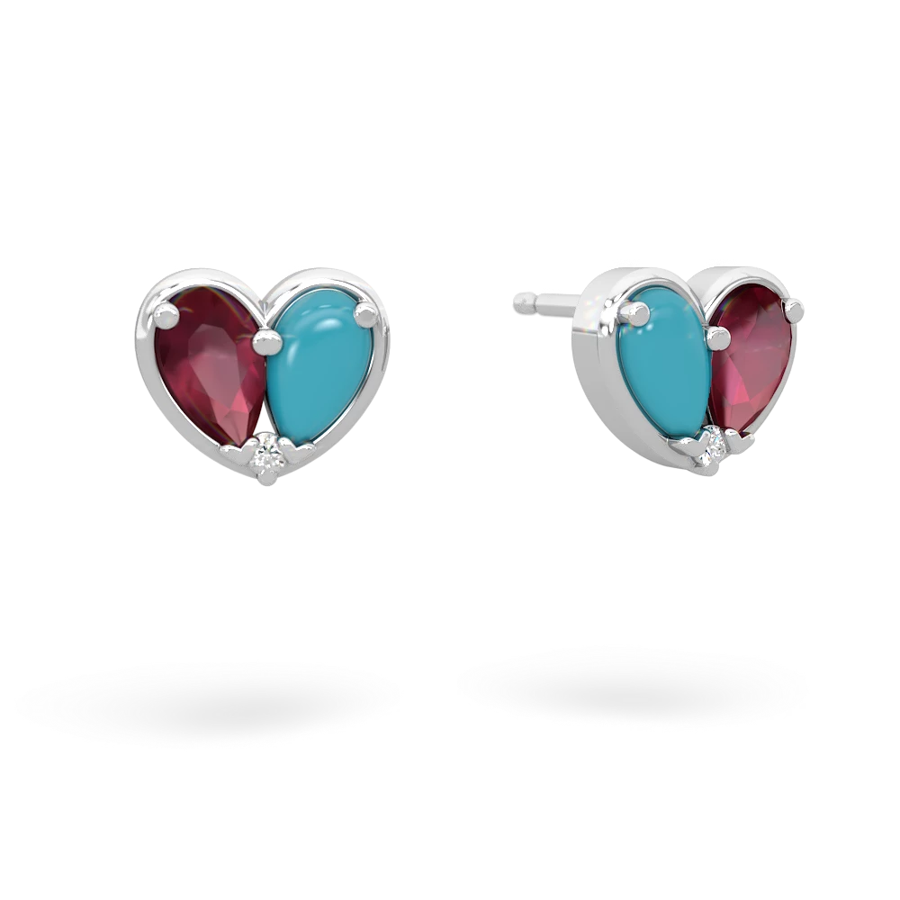 Ruby 'Our Heart' 14K White Gold earrings E5072