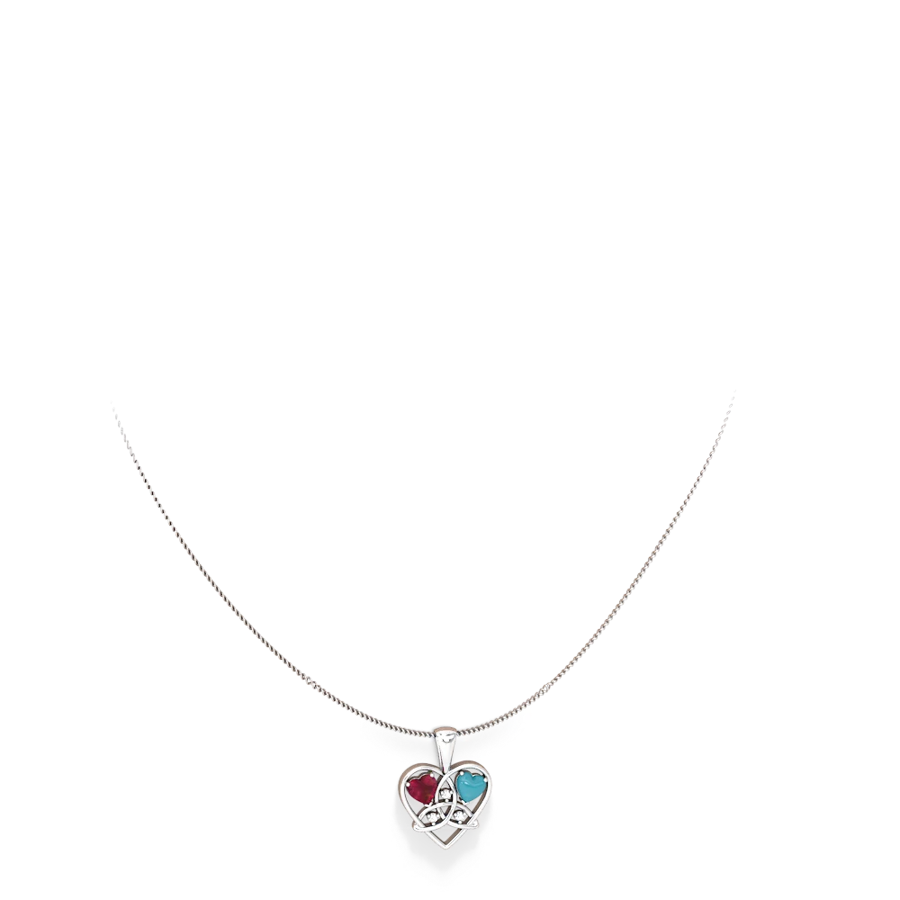 Ruby Celtic Trinity Heart 14K White Gold pendant P5331