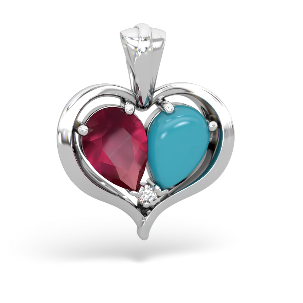 Ruby Two Become One 14K White Gold pendant P5330