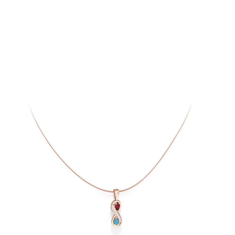 Ruby Diamond Infinity 14K Rose Gold pendant P5390