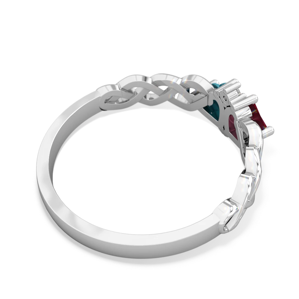 Ruby Heart To Heart Braid 14K White Gold ring R5870