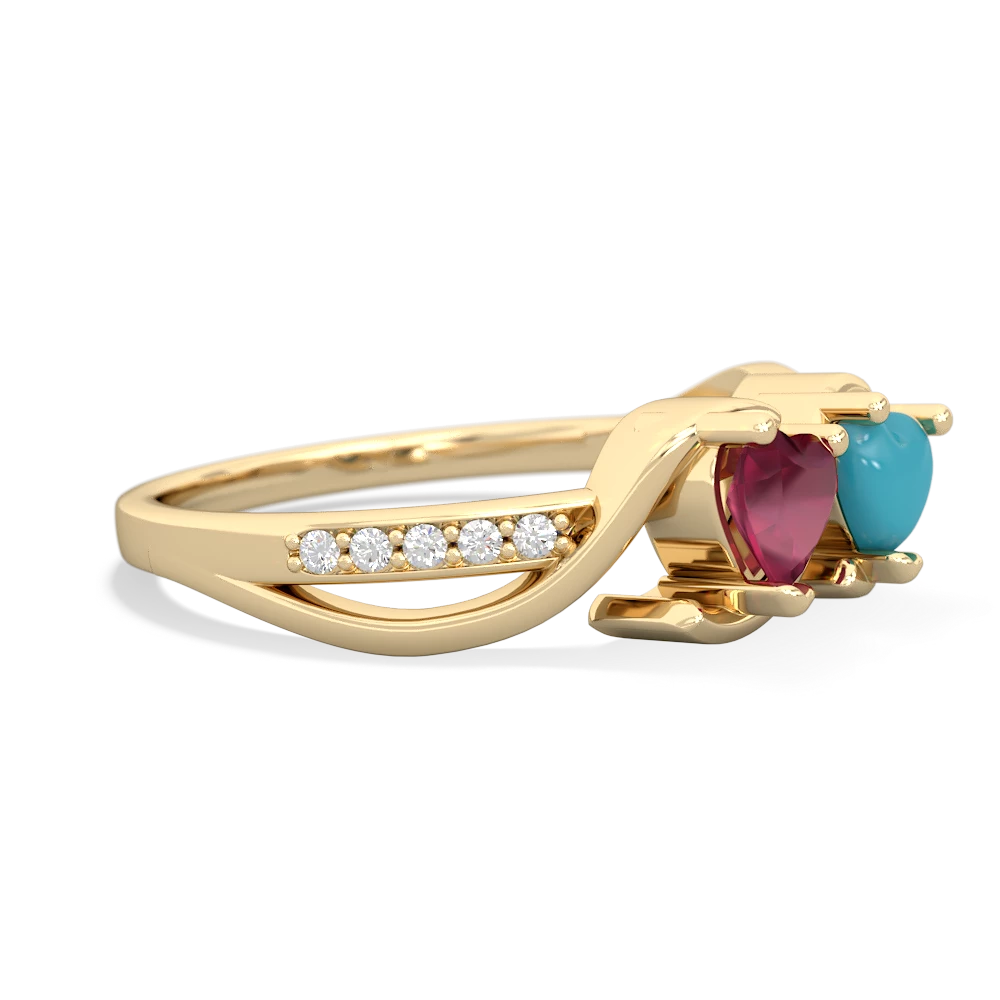 Ruby Side By Side 14K Yellow Gold ring R3090