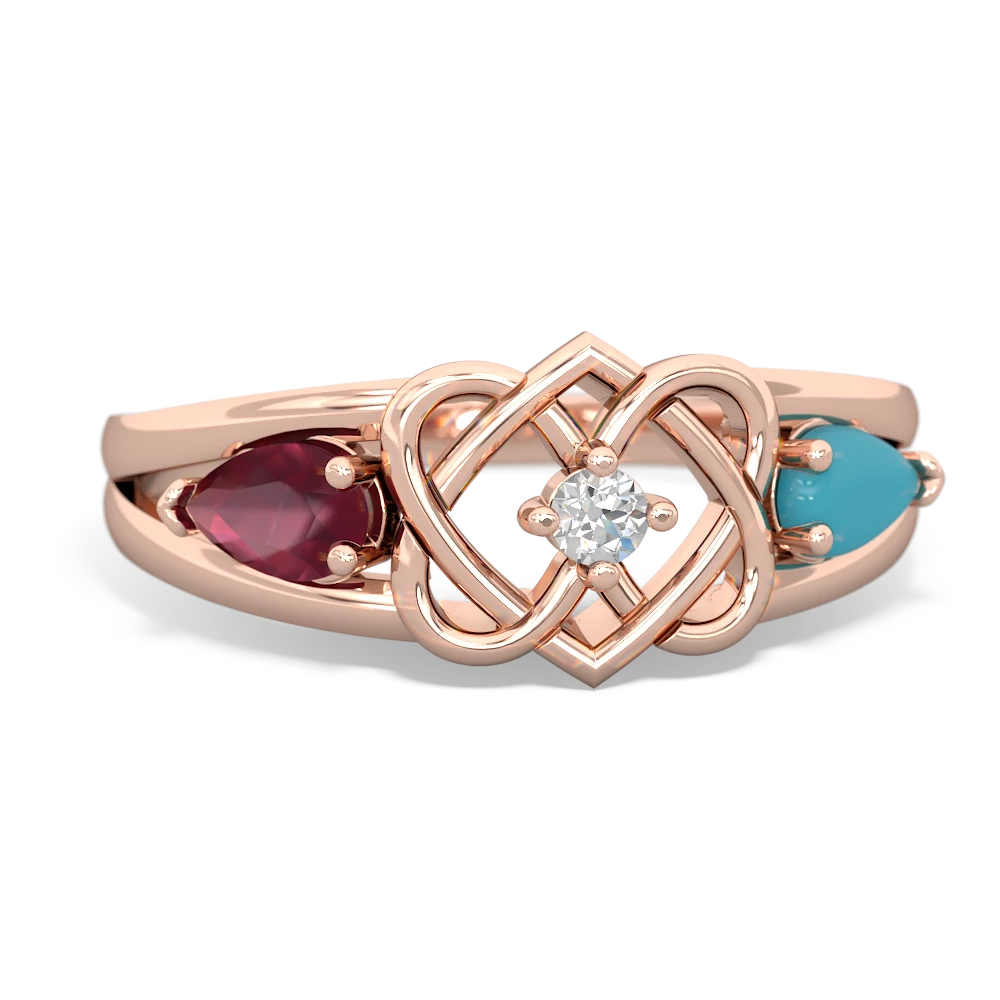 Ruby Hearts Intertwined 14K Rose Gold ring R5880