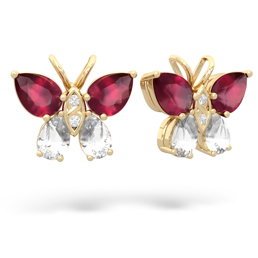 Ruby Butterfly 14K Yellow Gold earrings E2215