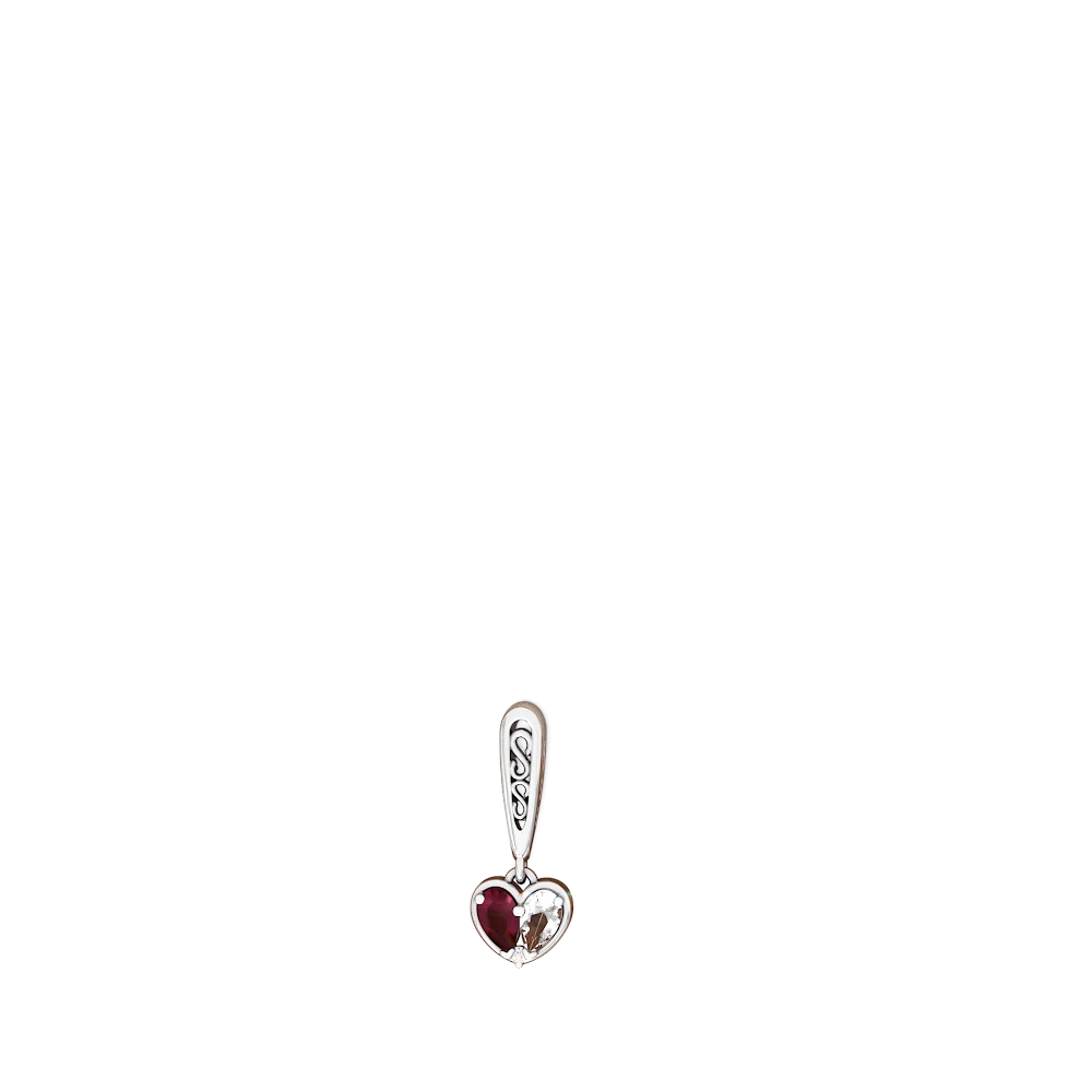 Ruby Filligree Heart 14K White Gold earrings E5070