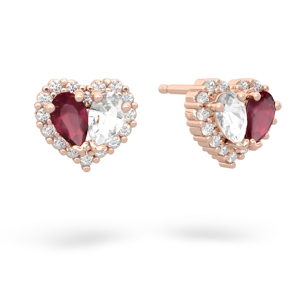 Ruby Halo 14K Rose Gold earrings E7008