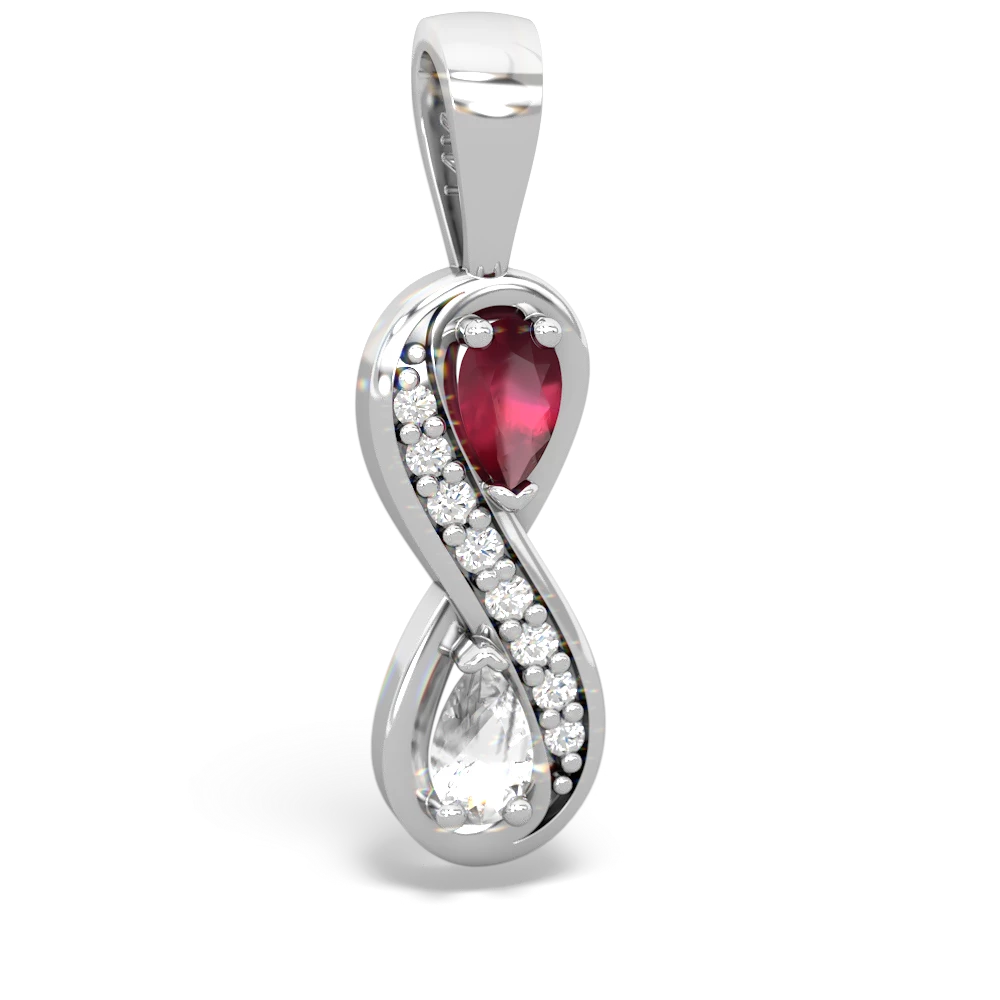 Ruby Diamond Infinity 14K White Gold pendant P5390