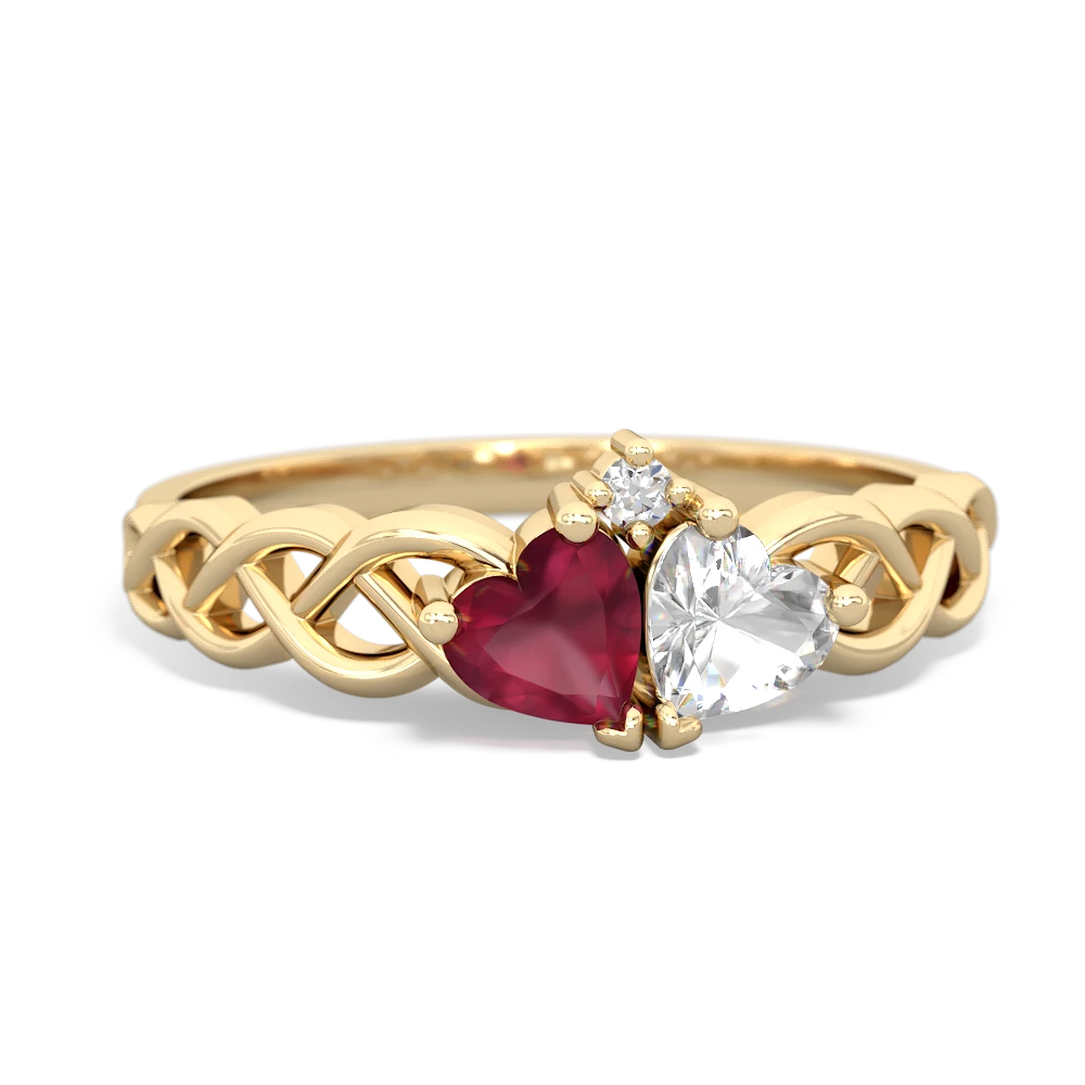 Ruby Heart To Heart Braid 14K Yellow Gold ring R5870