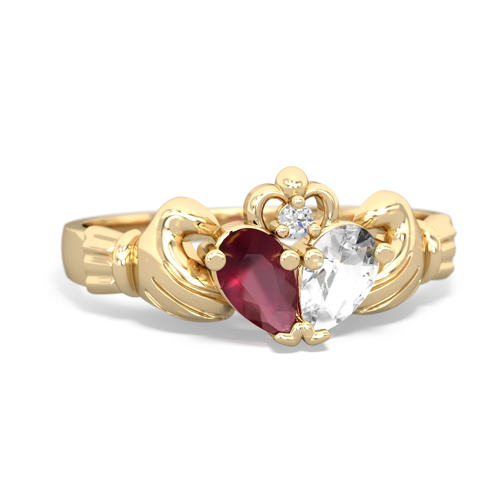 Ruby 'Our Heart' Claddagh 14K Yellow Gold ring R2388