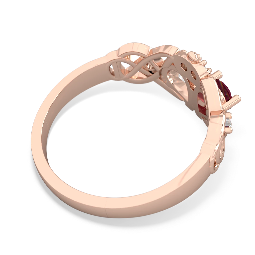 Ruby 'One Heart' Celtic Knot Claddagh 14K Rose Gold ring R5322