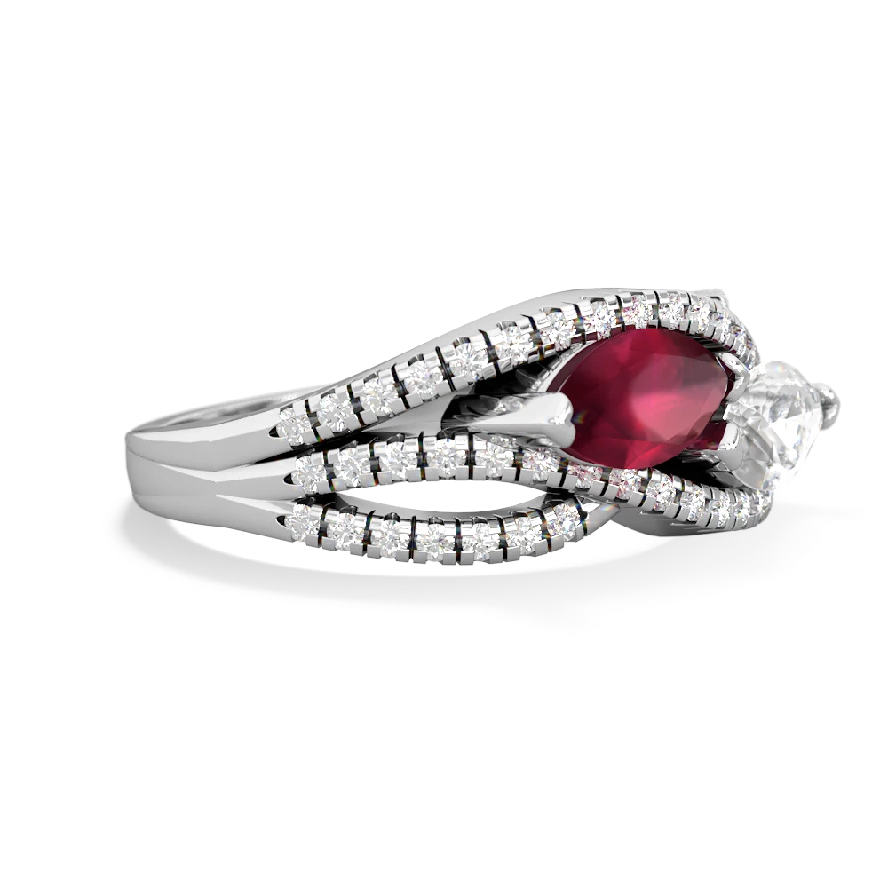 Ruby Diamond Rivers 14K White Gold ring R3070