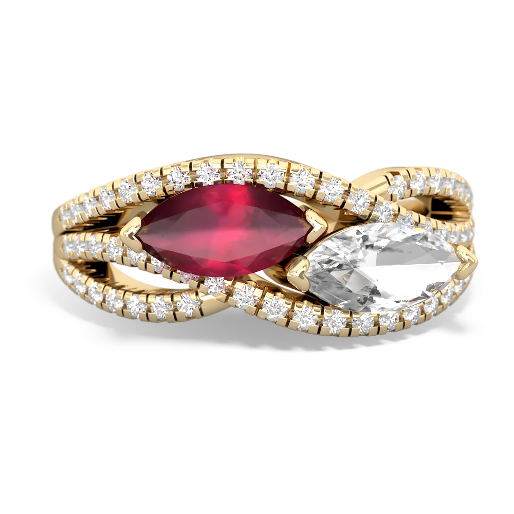 Ruby Diamond Rivers 14K Yellow Gold ring R3070