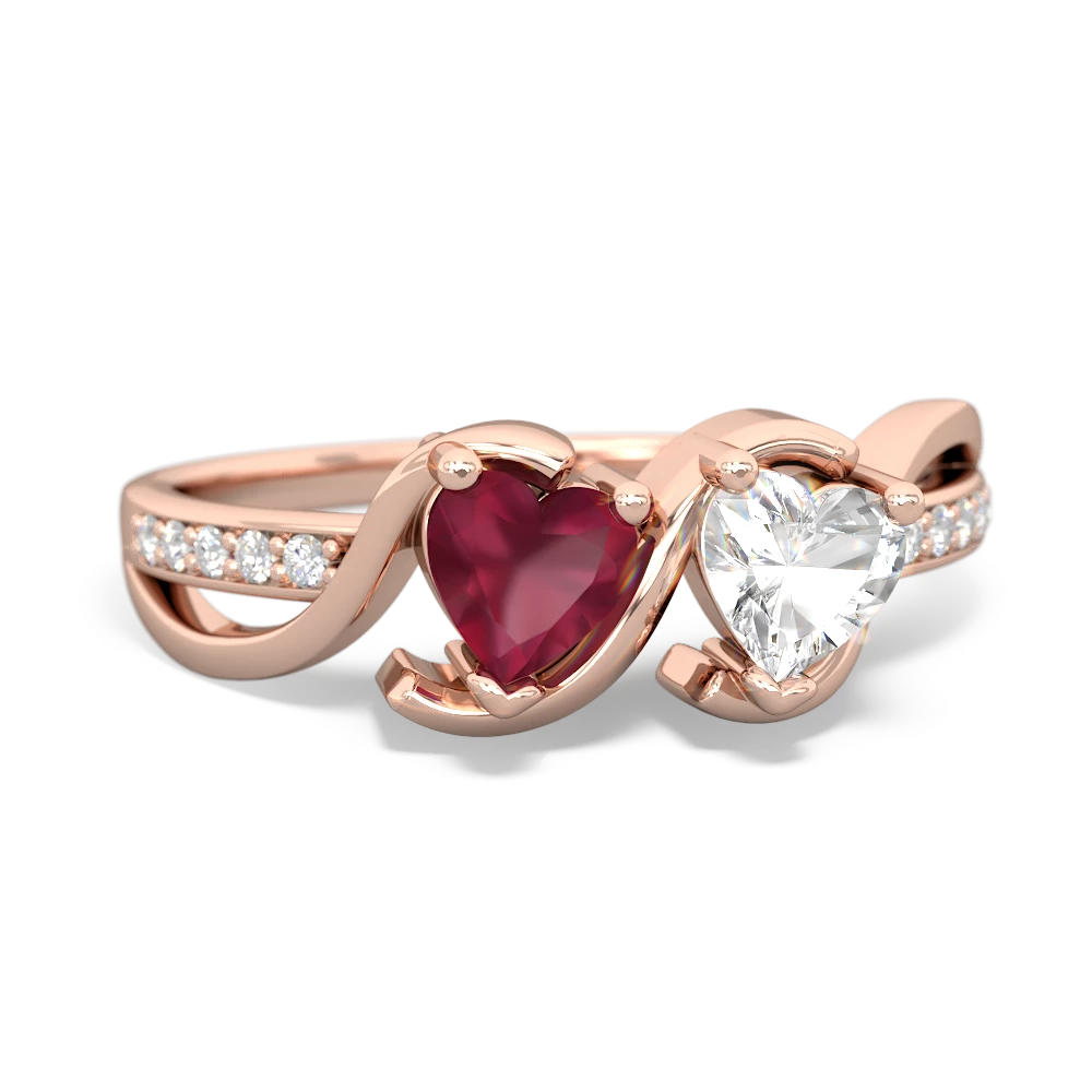 Ruby Side By Side 14K Rose Gold ring R3090