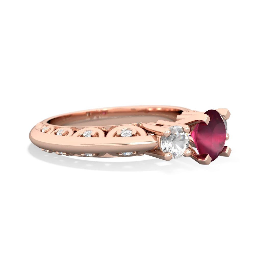 Ruby Art Deco Eternal Embrace Engagement 14K Rose Gold ring C2003