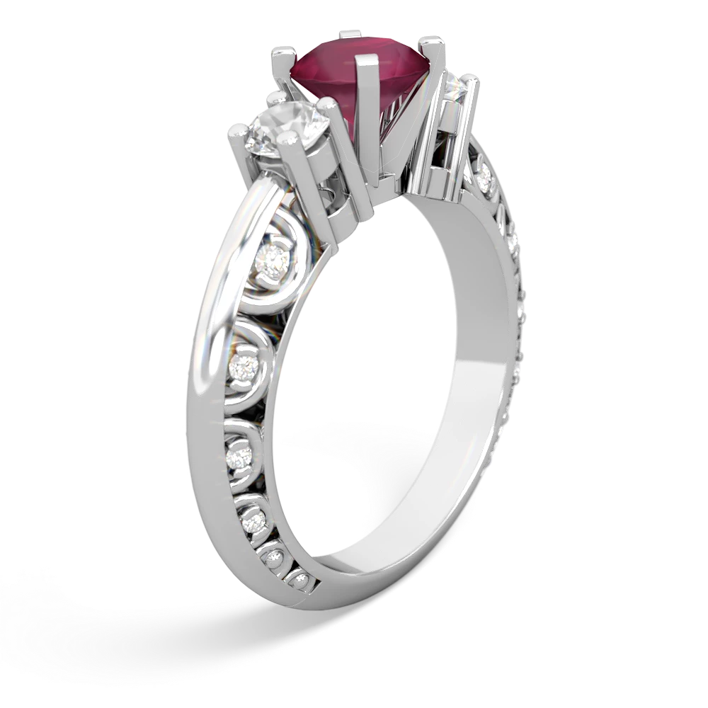 Ruby Art Deco Eternal Embrace Engagement 14K White Gold ring C2003