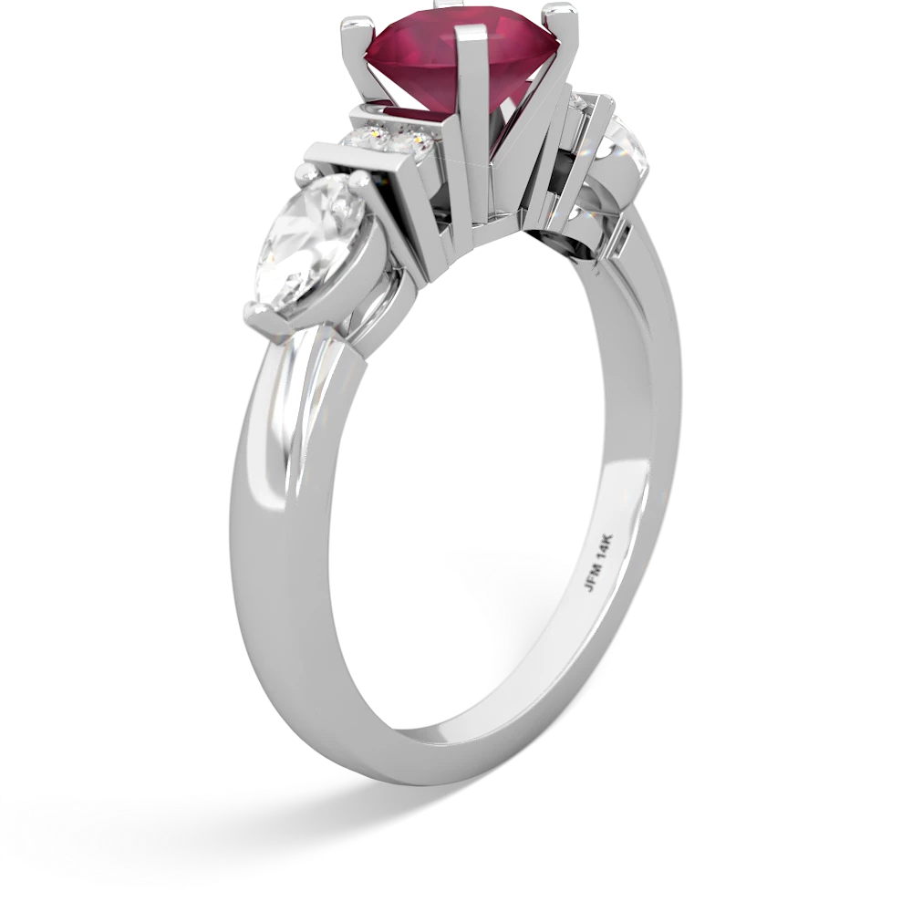 Ruby 6Mm Round Eternal Embrace Engagement 14K White Gold ring R2005