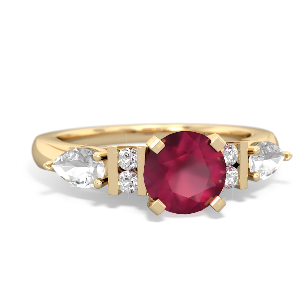 Ruby 6Mm Round Eternal Embrace Engagement 14K Yellow Gold ring R2005