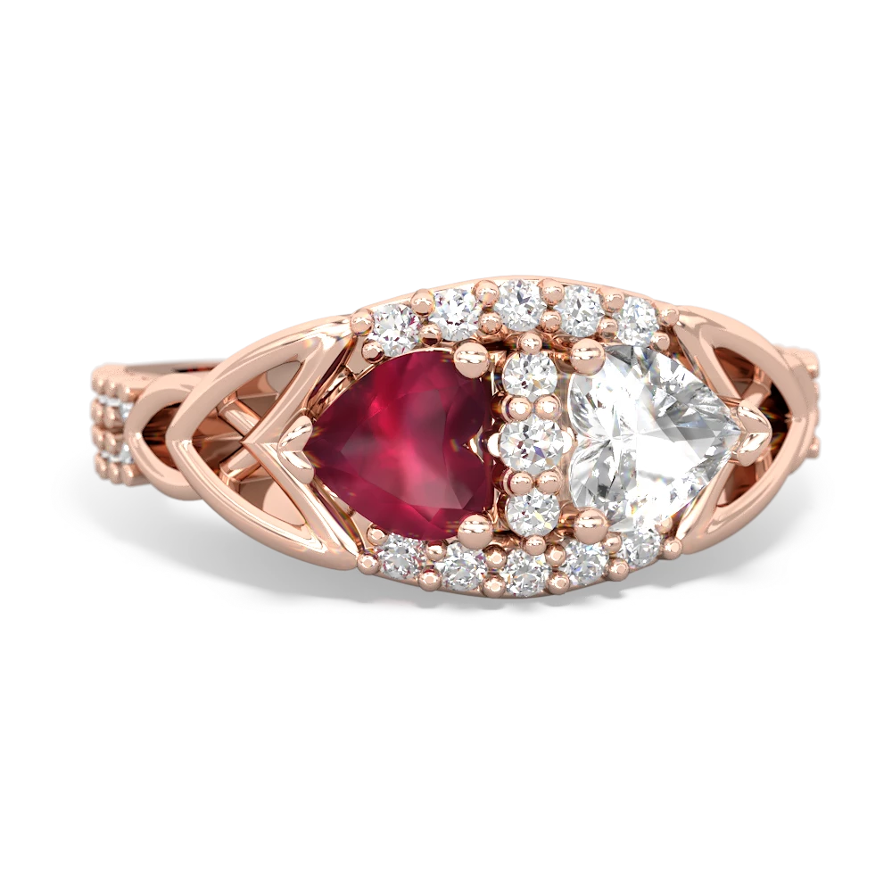 Ruby Sparkling Celtic Knot 14K Rose Gold ring R2645