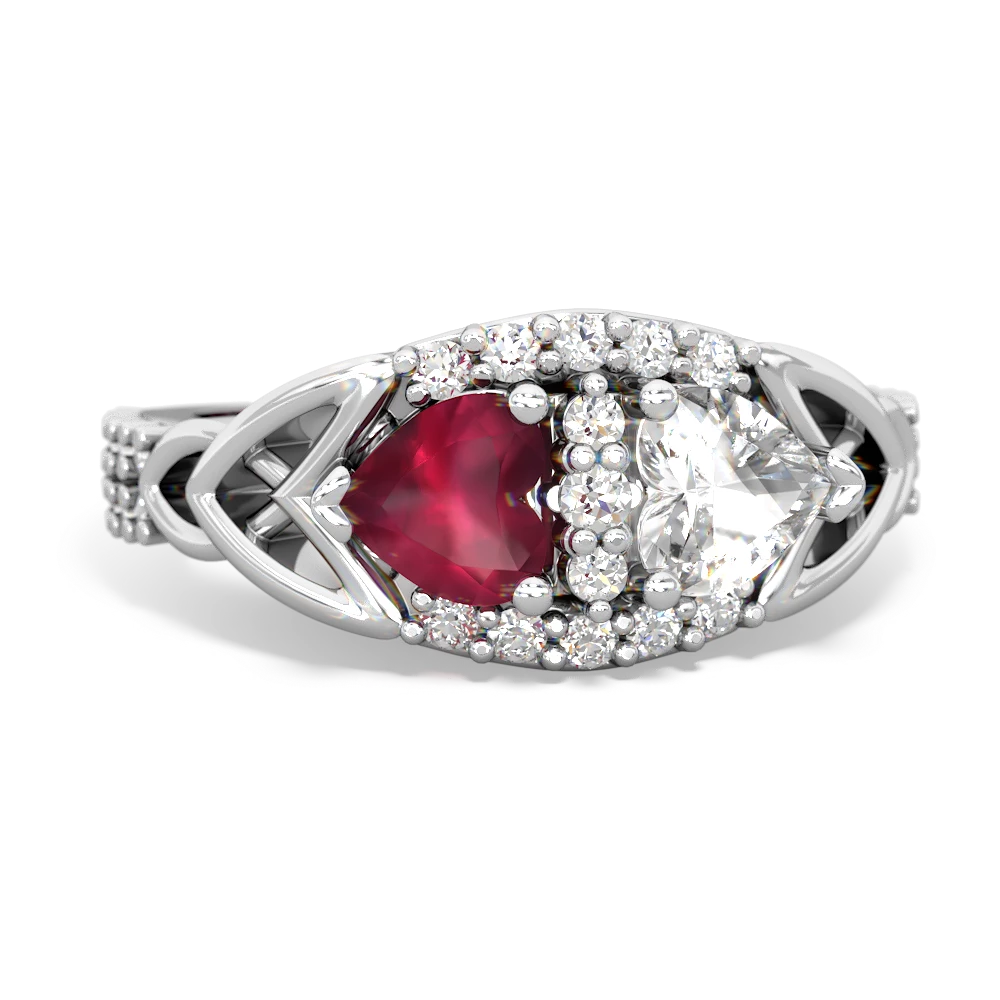 Ruby Sparkling Celtic Knot 14K White Gold ring R2645