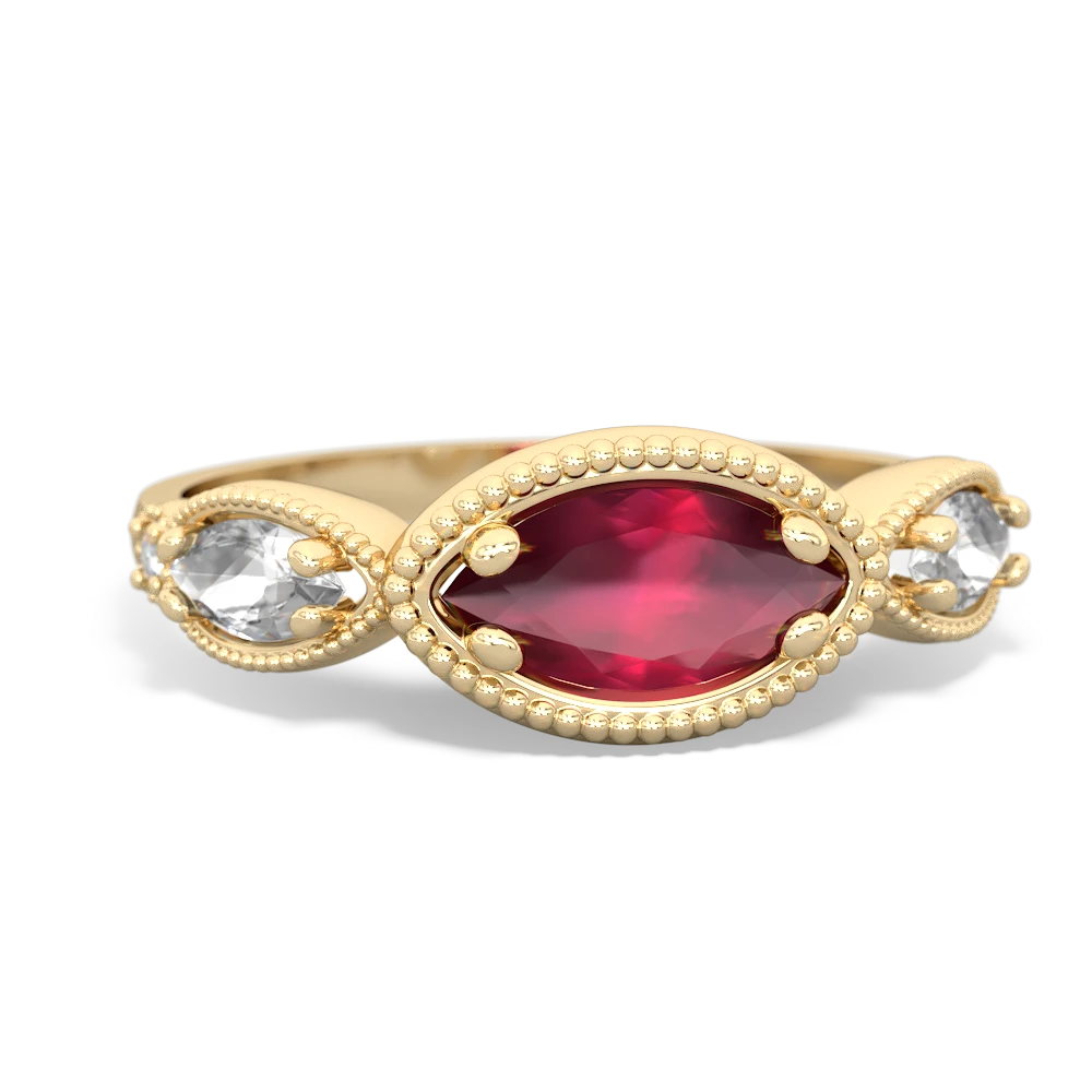 Ruby Milgrain Marquise 14K Yellow Gold ring R5700