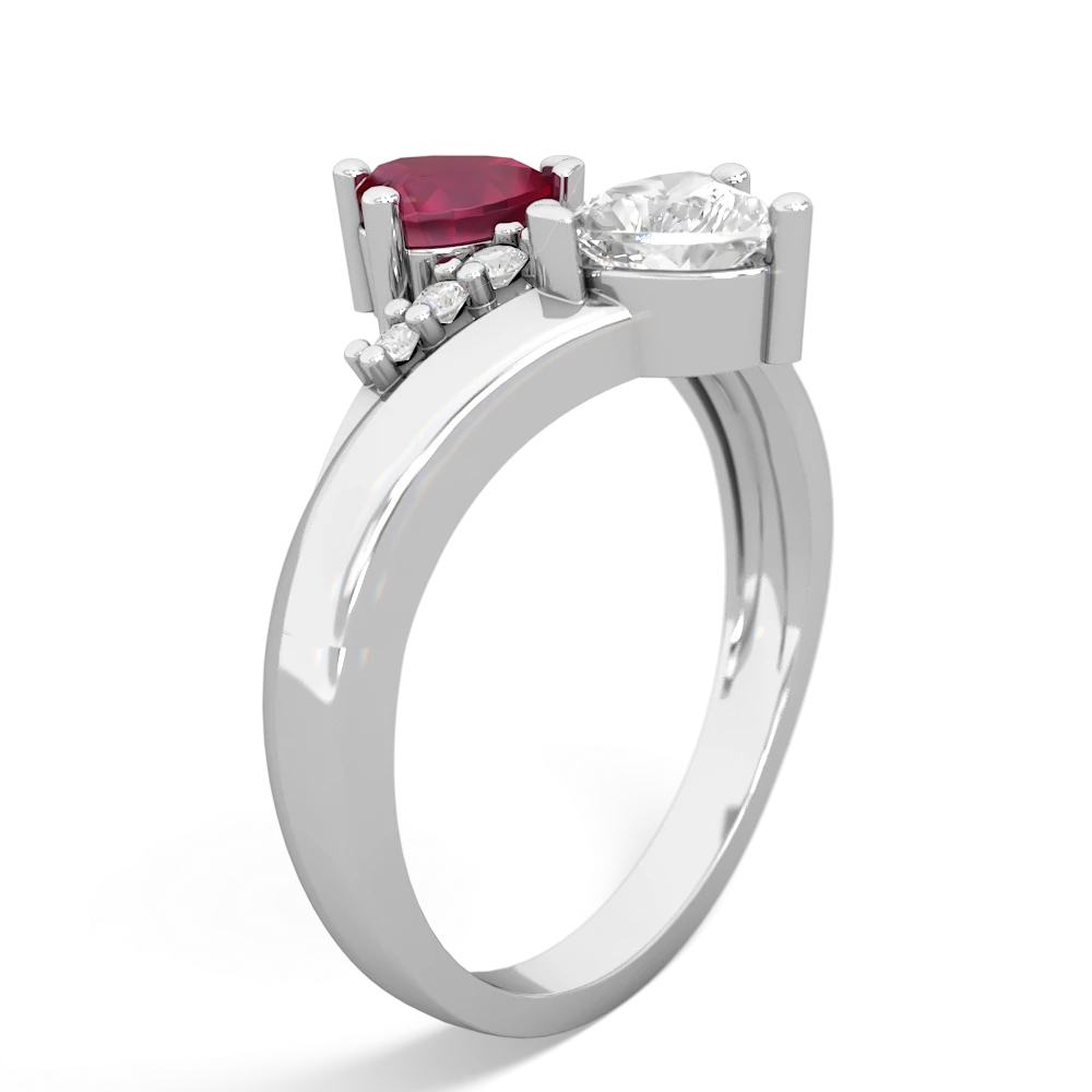 Ruby Heart To Heart 14K White Gold ring R2064