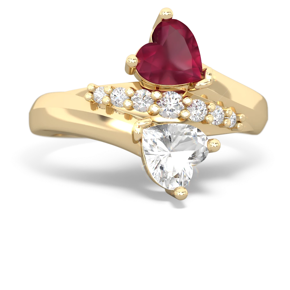 Ruby Heart To Heart 14K Yellow Gold ring R2064