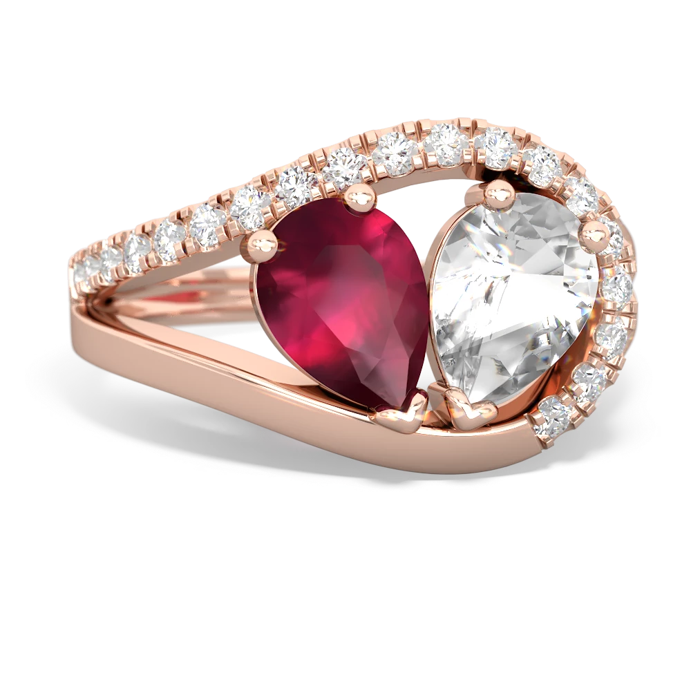 Ruby Nestled Heart Keepsake 14K Rose Gold ring R5650