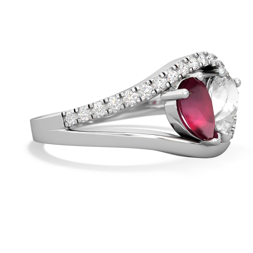 Ruby Nestled Heart Keepsake 14K White Gold ring R5650