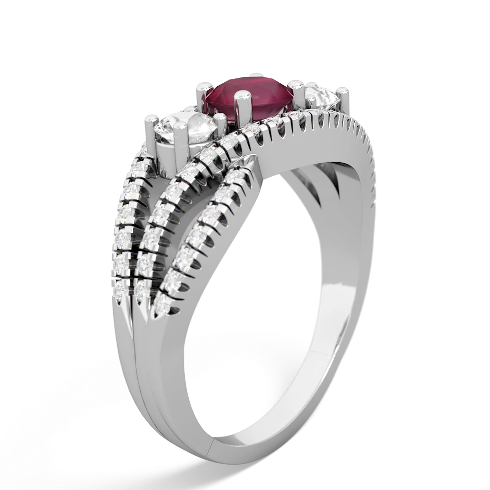 Ruby Three Stone Aurora 14K White Gold ring R3080