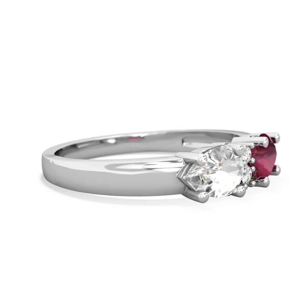 Ruby Pear Bowtie 14K White Gold ring R0865