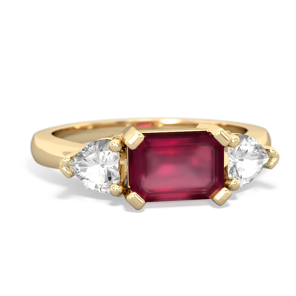 Ruby Three Stone 14K Yellow Gold ring R5235