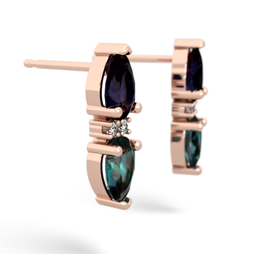 Sapphire Bowtie Drop 14K Rose Gold earrings E0865