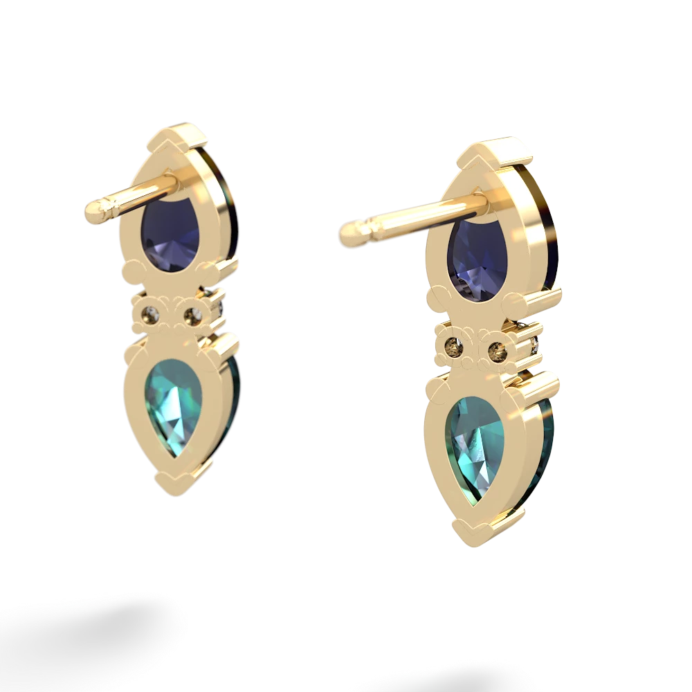 Sapphire Bowtie Drop 14K Yellow Gold earrings E0865