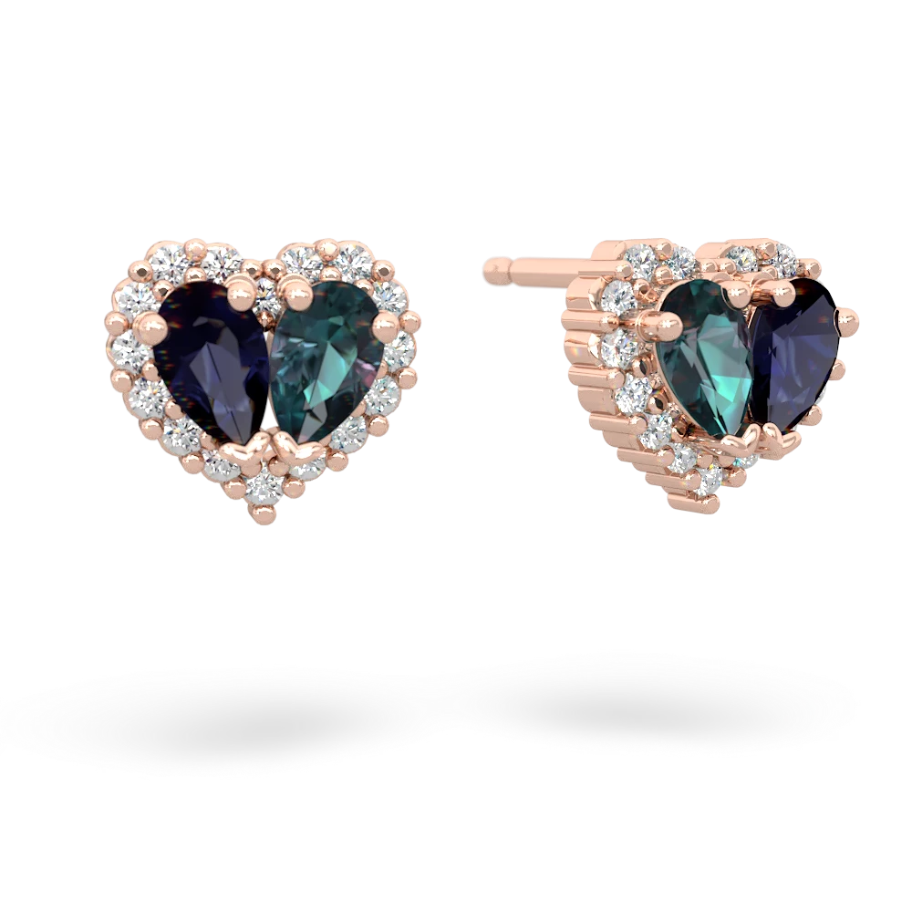 Sapphire Halo 14K Rose Gold earrings E7008