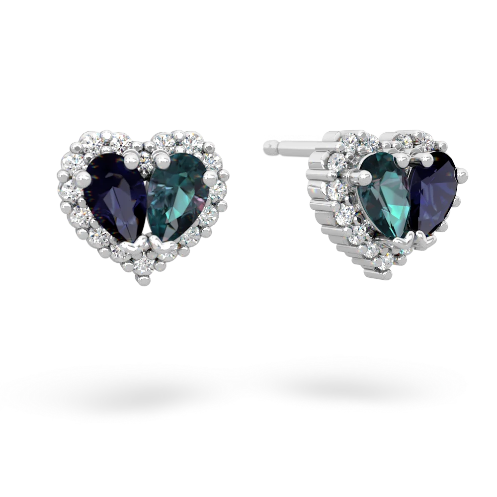 Sapphire Halo 14K White Gold earrings E7008