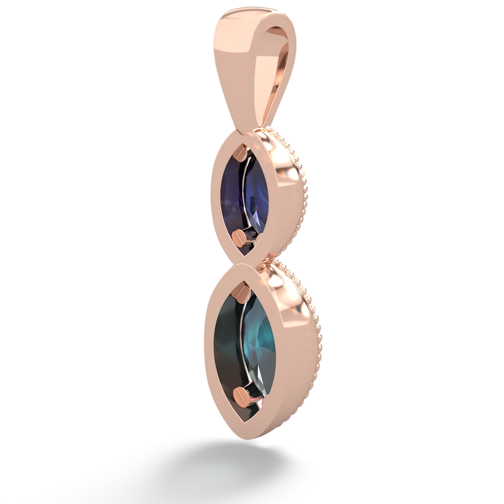 Sapphire Antique-Style Halo 14K Rose Gold pendant P5700