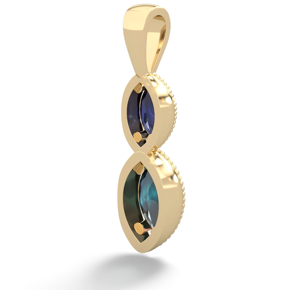 Sapphire Antique-Style Halo 14K Yellow Gold pendant P5700