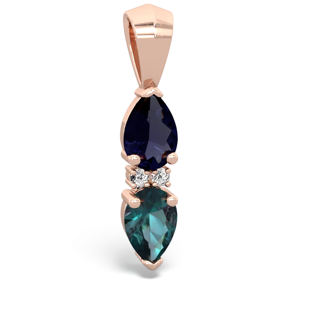 Sapphire Bowtie Drop 14K Rose Gold pendant P0865