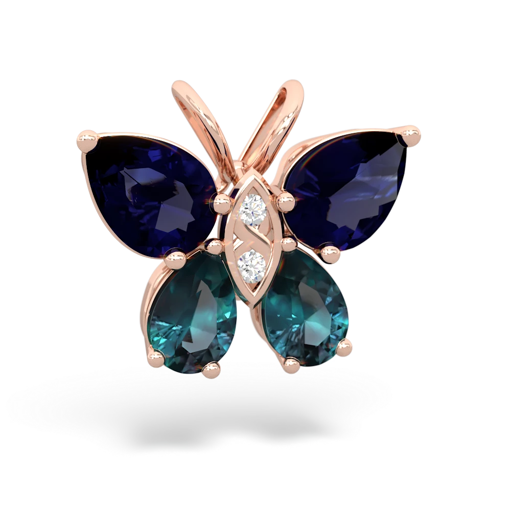 Sapphire Butterfly 14K Rose Gold pendant P2215