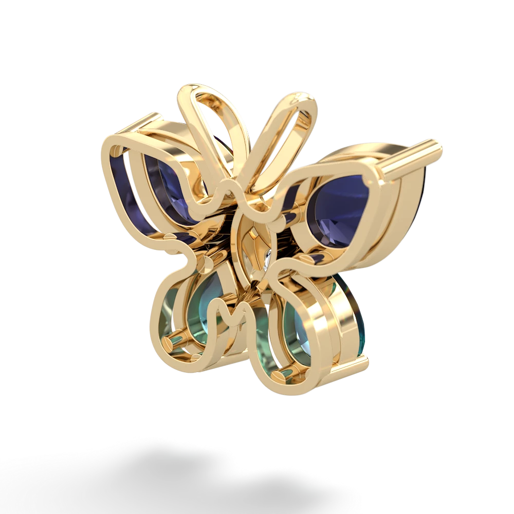 Sapphire Butterfly 14K Yellow Gold pendant P2215