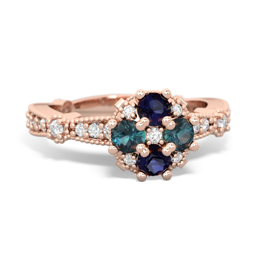 Sapphire Sparkling Tiara Cluster 14K Rose Gold ring R26293RD