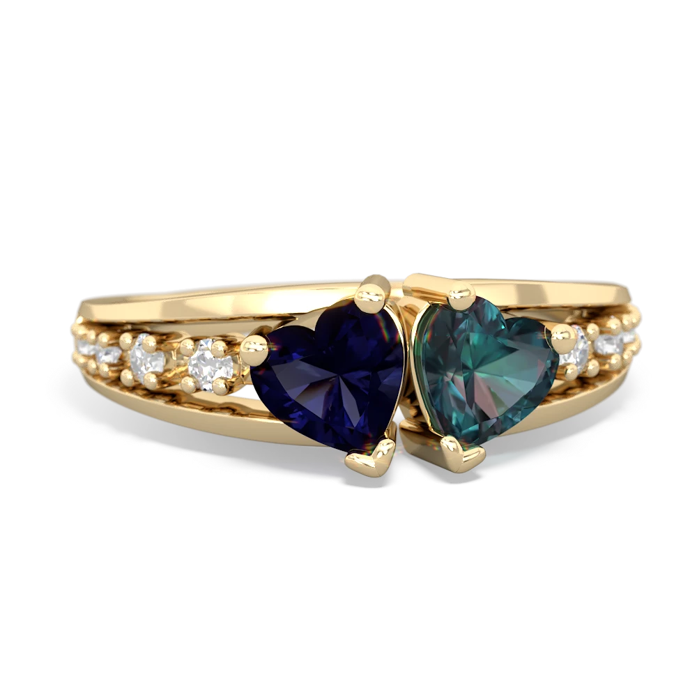 Sapphire Heart To Heart 14K Yellow Gold ring R3342