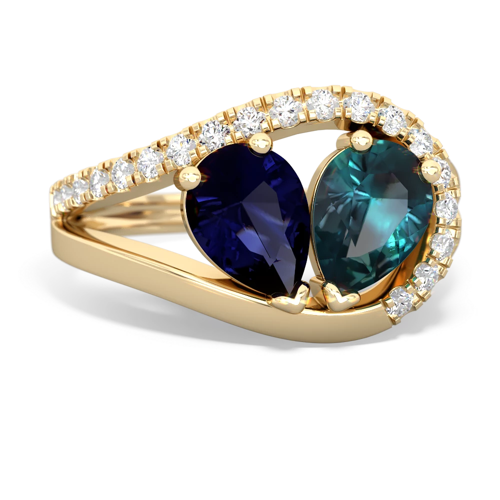 Sapphire Nestled Heart Keepsake 14K Yellow Gold ring R5650