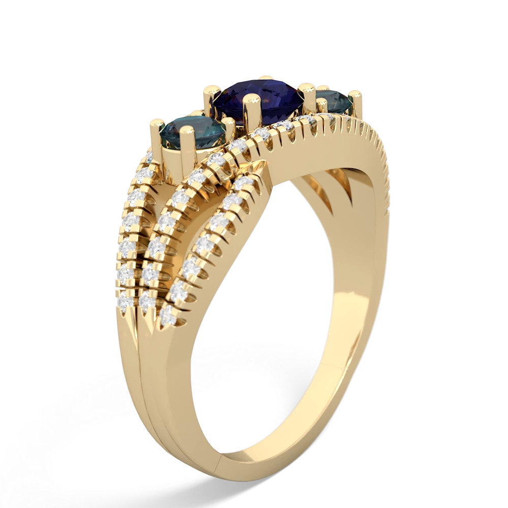 Sapphire Three Stone Aurora 14K Yellow Gold ring R3080