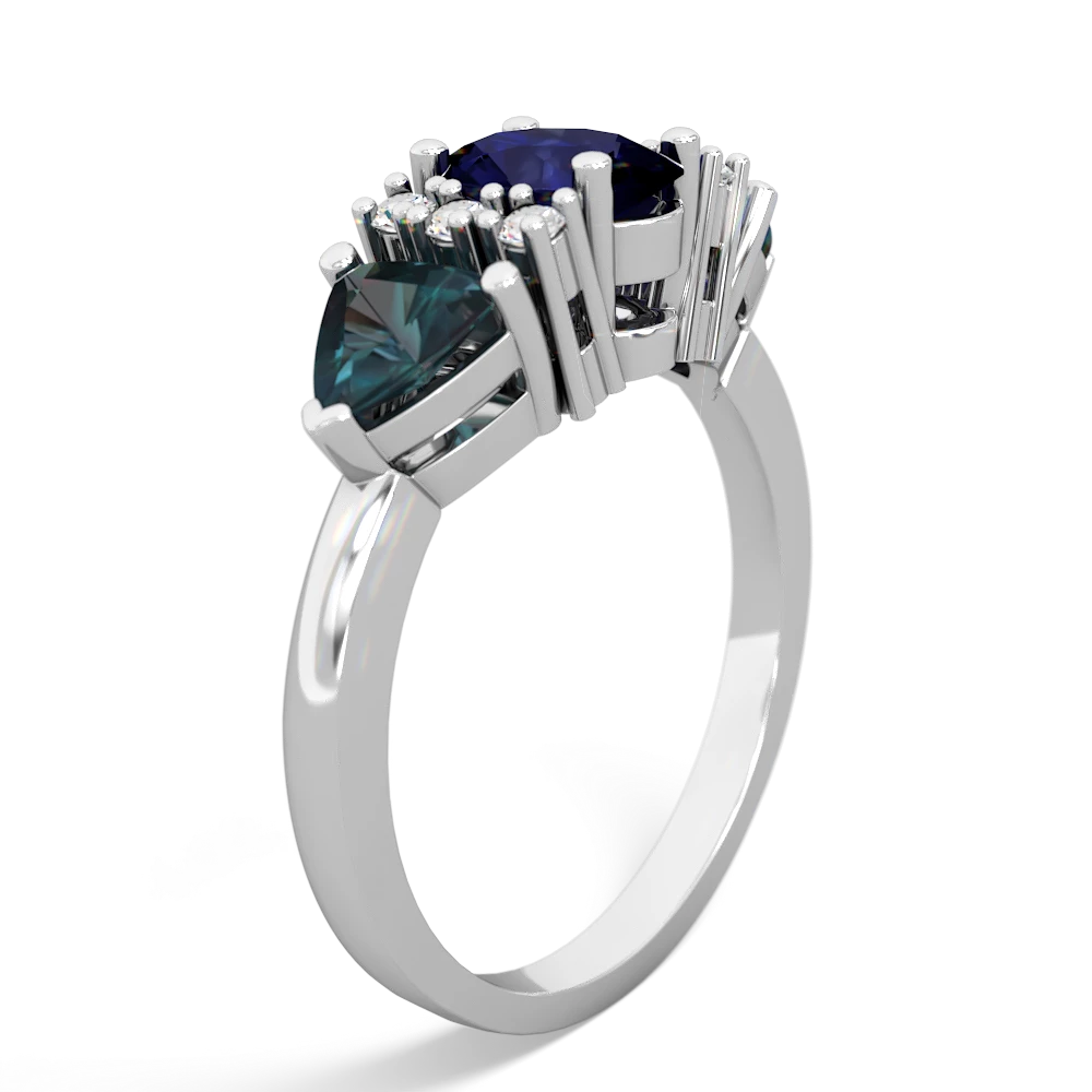 Sapphire Antique Style Three Stone 14K White Gold ring R2186