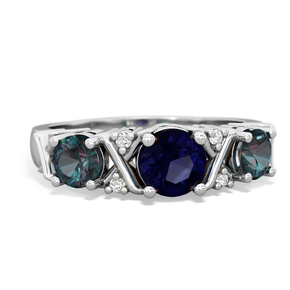 Sapphire Hugs And Kisses 14K White Gold ring R5016