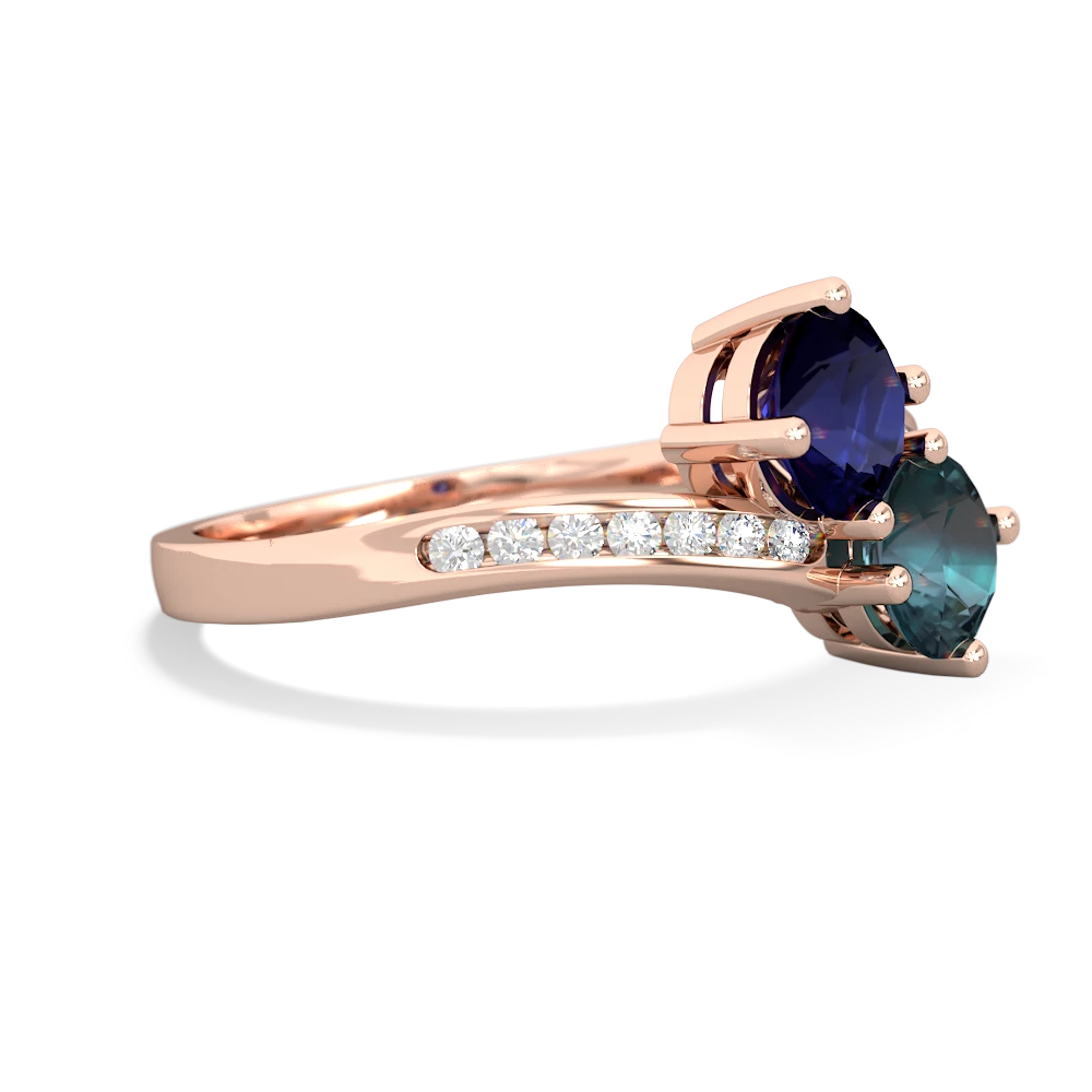 Sapphire Channel Set Two Stone 14K Rose Gold ring R5303