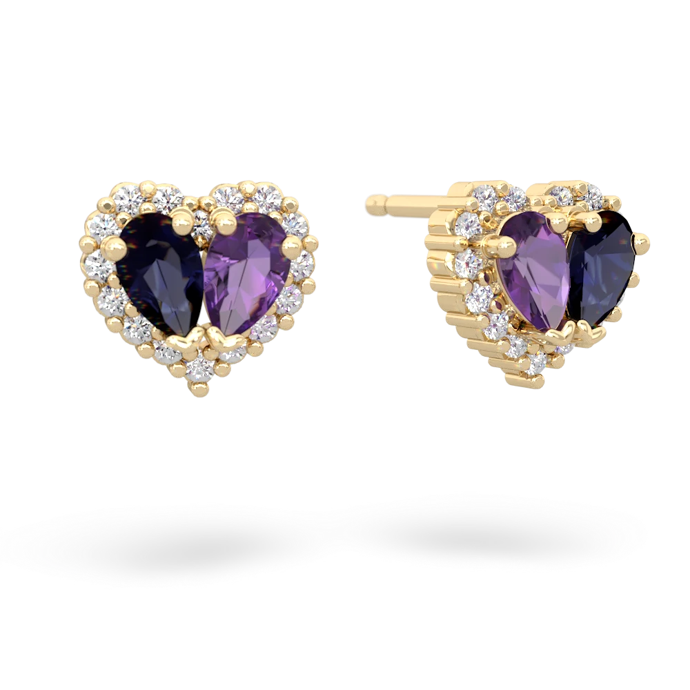 Sapphire Halo 14K Yellow Gold earrings E7008